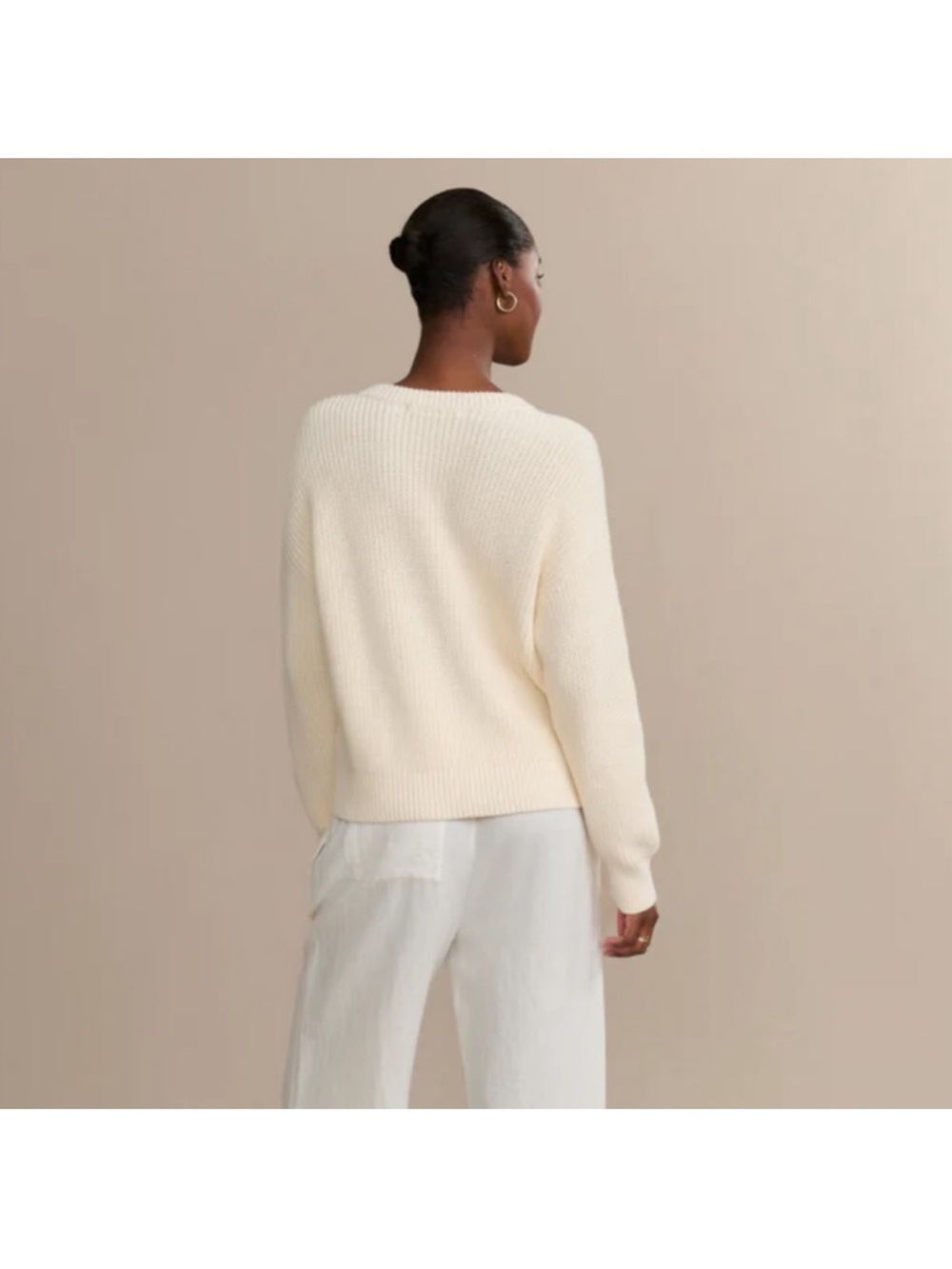 NWT Jenni Kayne Cotton Hayes Crewneck Cardigan Ivory Size S Minimalist - Picture 2 of 7